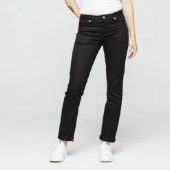 1083 JEANS DROIT 201 Coton Bio Denimoriginal Uni Noir Femme