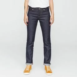 1083 JEANS DROIT 201 Coton Bio Superdenim Flex Indigo Brut Femme