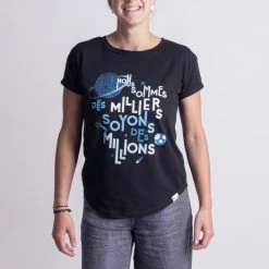 1083 T-SHIRT AMPLE 424 TIME FOR THE PLANET Coton Bio Noir Femme