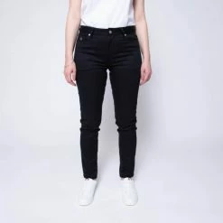 1083 JEANS SLIM 7/8EME 204 FUSELE LA GENTLE FACTORY Coton Bio Uni Noir
