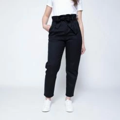 1083 JEANS NOUE CAROTTE 209 Taille Haute Coton Bio Filidenim Flex Uni Noir