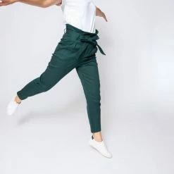 1083 JEANS NOUE CAROTTE 209 Taille Haute Coton Bio Uni Vert Emeraude -Default Template 1 209 vert emeraude 10