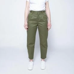 1083 JEANS BALLON 218 Taille Haute Coton Bio Denimoriginal Uni Kaki Femme