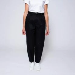 1083 JEANS BALLON 218 Taille Haute Coton Bio Denimoriginal Uni Noir