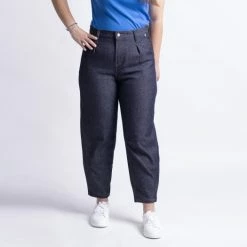 1083 JEANS BALLON 218 Taille Haute Coton Bio Superdenim Flex Indigo Brut