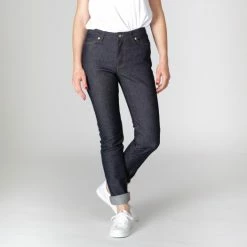 1083 JEANS SLIM 254 FUSELE Taille Haute Coton Bio Indigo Brut