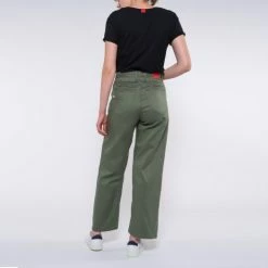 1083 JEANS AMPLE 7/8EME 256 Taille Haute Coton Bio Denimoriginal Kaki Femme -Default Template 1 256 kaki 4