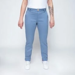 1083 CHINO AJUSTE 263 Coton Bio Filidenim Flex Uni Bleu Horizon Femme