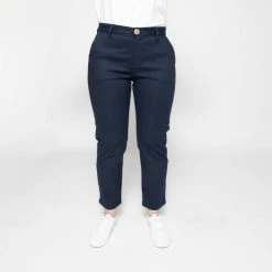 1083 CHINO AJUSTE 7/8EME 263 Coton Bio Filidenim Flex Uni Bleu Marine Femme