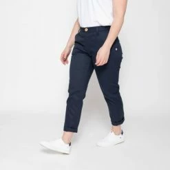 1083 CHINO AJUSTE 7/8EME 263 Coton Bio Filidenim Flex Uni Bleu Marine Femme -Default Template 1 263 marine 8