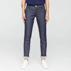 1083 CHINO SLIM 264 FUSELE Coton Bio Filidenim Flex Bleu Femme