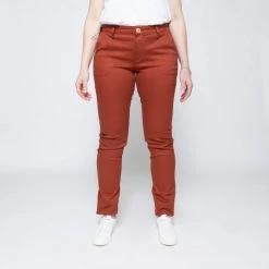 1083 CHINO SLIM 264 FUSELE Coton Bio Filidenim Flex Uni Terracotta Femme