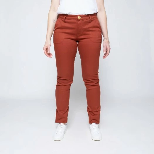 1083 CHINO SLIM 264 FUSELE Coton Bio Filidenim Flex Uni Terracotta Femme 1 1083 CHINO SLIM 264 FUSELE Coton Bio Filidenim Flex Uni Terracotta Femme