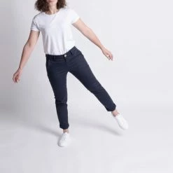 1083 CHINO SLIM 7/8EME 264 FUSELE Coton Bio Filidenim Flex Uni Bleu Marine