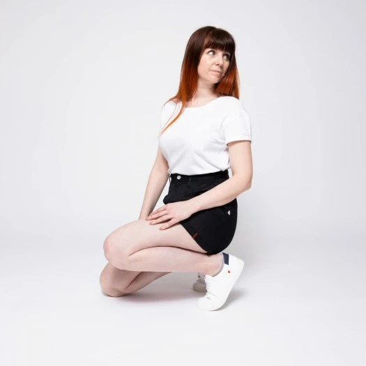 1083 SHORT AMPLE 278 PINCE Taille Haute Coton Bio Denimoriginal Uni Noir 6 1083 SHORT AMPLE 278 PINCE Taille Haute Coton Bio Denimoriginal Uni Noir – Image 6