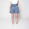 1083 SHORT AMPLE 279 NOUE Taille Haute Coton Bio Uni Bleu Horizon