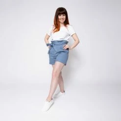 1083 SHORT AMPLE 279 NOUE Taille Haute Coton Bio Uni Bleu Horizon -Default Template 1 279 noue bleu horizon 14