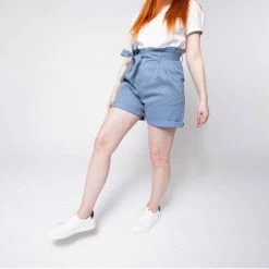 1083 SHORT AMPLE 279 NOUE Taille Haute Coton Bio Uni Bleu Horizon -Default Template 1 279 noue bleu horizon 4
