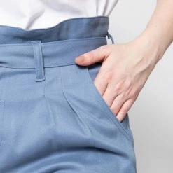 1083 SHORT AMPLE 279 NOUE Taille Haute Coton Bio Uni Bleu Horizon -Default Template 1 279 noue bleu horizon 5