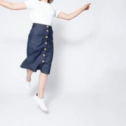 1083 JUPE EVASEE 293 MIDI LES JUPONS DE LOUISON Coton Bio Bleu -Default Template 1 293 xlesjuponsdelouison 10