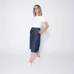 1083 JUPE EVASEE 293 MIDI LES JUPONS DE LOUISON Coton Bio Bleu -Default Template 1 293 xlesjuponsdelouison 11