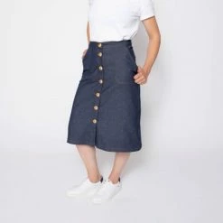 1083 JUPE EVASEE 293 MIDI LES JUPONS DE LOUISON Coton Bio Bleu -Default Template 1 293 xlesjuponsdelouison 2