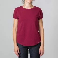 1083 T-SHIRT COL ROND 403 UNI Coton Bio Bordeaux Femme