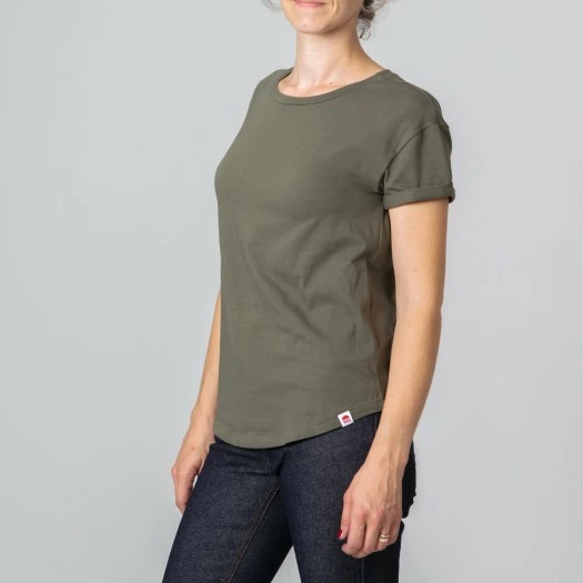 1083 T-SHIRT COL ROND 403 UNI Coton Bio Kaki Femme 2 1083 T-SHIRT COL ROND 403 UNI Coton Bio Kaki Femme – Image 2