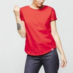 1083 T-SHIRT COL ROND 403 UNI Coton Bio Rouge Femme