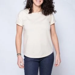 1083 T-SHIRT COL ROND 403 UNI Coton Bio Beige Femme