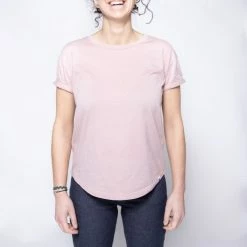 1083 T-SHIRT COL ROND 403 UNI Coton Bio Vieux Rose Femme