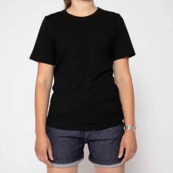 1083 T-SHIRT DROIT 404 UNI Coton Bio Noir Femme