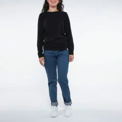 1083 T-SHIRT MANCHES LONGUES DROIT 405 UNI Coton Bio Noir Femme -Default Template 1 405 noir