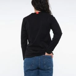 1083 T-SHIRT MANCHES LONGUES DROIT 405 UNI Coton Bio Noir Femme -Default Template 1 405 noir 3