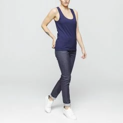 1083 DEBARDEUR DROIT 450 UNI Coton Bio Bleu Marine Femme -Default Template 1 450 bleu 953