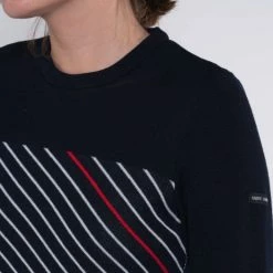 1083 PULL DROIT 652 SAINT JAMES Laine Merinos Bleu Marine/blanc Femme -Default Template 1 652 saintjames 4