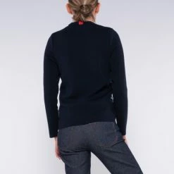 1083 PULL DROIT 652 SAINT JAMES Laine Merinos Bleu Marine/blanc Femme -Default Template 1 652 saintjames 6