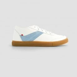 1083 SNEAKERS BASSES 901 Coton Bio Cuir Blanc/ciel Unisexe