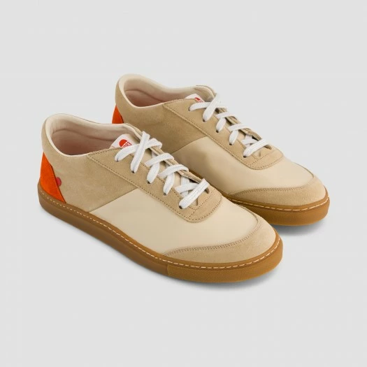 1083 SNEAKERS BASSES 902 Cuir Naturel/vermillon Unisexe 2 1083 SNEAKERS BASSES 902 Cuir Naturel/vermillon Unisexe – Image 2