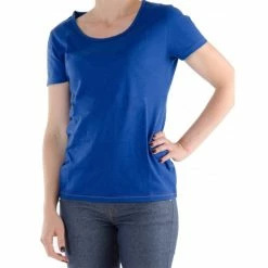 1083 T-SHIRT COL ROND 402 UNI Coton Bio Bleu Femme
