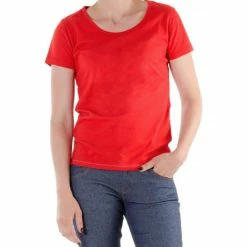 1083 T-SHIRT COL ROND 402 UNI Coton Bio Rouge Femme