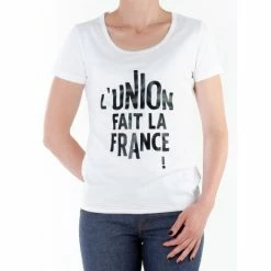 1083 T-SHIRT 412 L'UNION FAIT LA FRANCE Coton Bio Blanc Femme