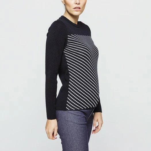 1083 PULL 671 SAINT JAMES Laine Merinos Bleu Marine/blanc Femme 2 1083 PULL 671 SAINT JAMES Laine Merinos Bleu Marine/blanc Femme – Image 2